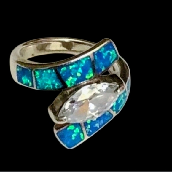 R:3 Blue Fire Opal Solid sterling silver Ring. - Picture 8 of 8